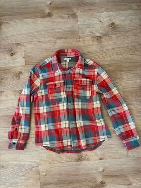 J. Crew Red Blue Plaid Button-Down Shirt Jacket